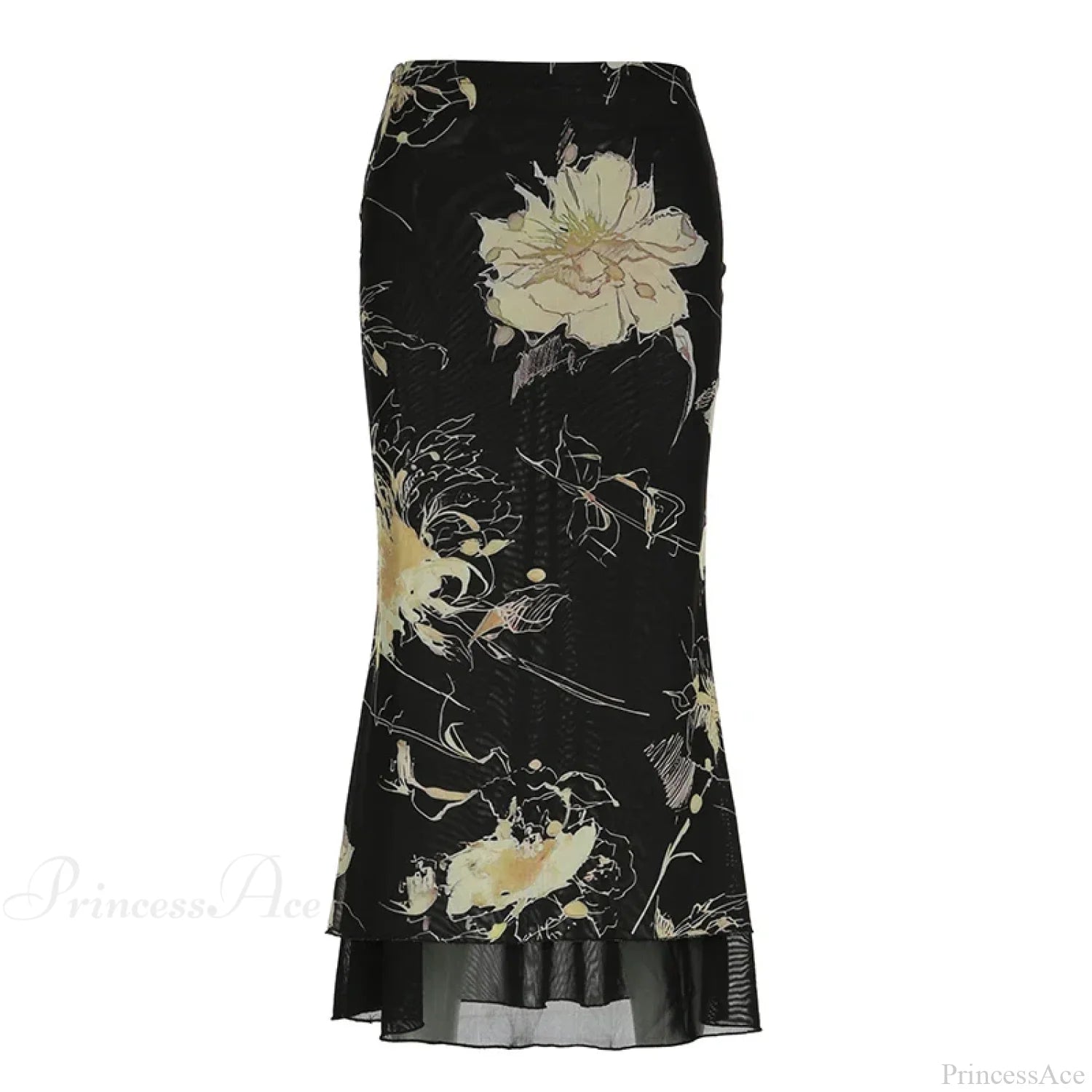 Retro Floral Fairycore Long Skirt