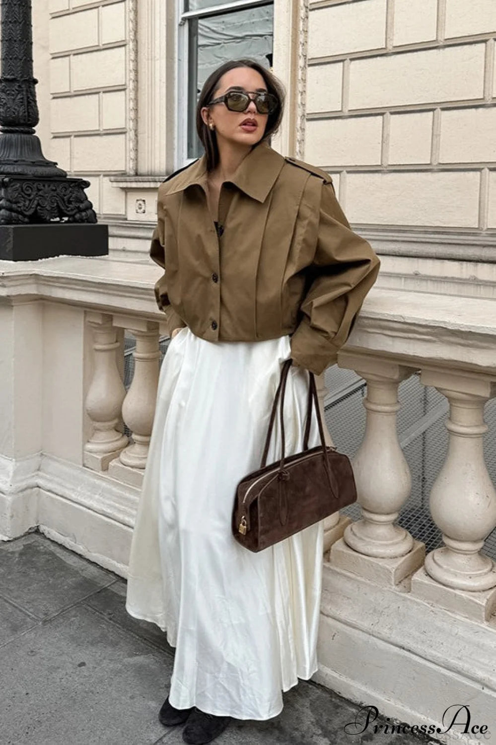 Retro Khaki Lapel Single-Breasted Jacket