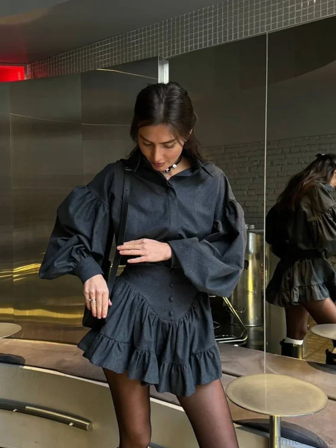 Retro Lapel Loose Bishop Sleeve Blouse blouse-250223