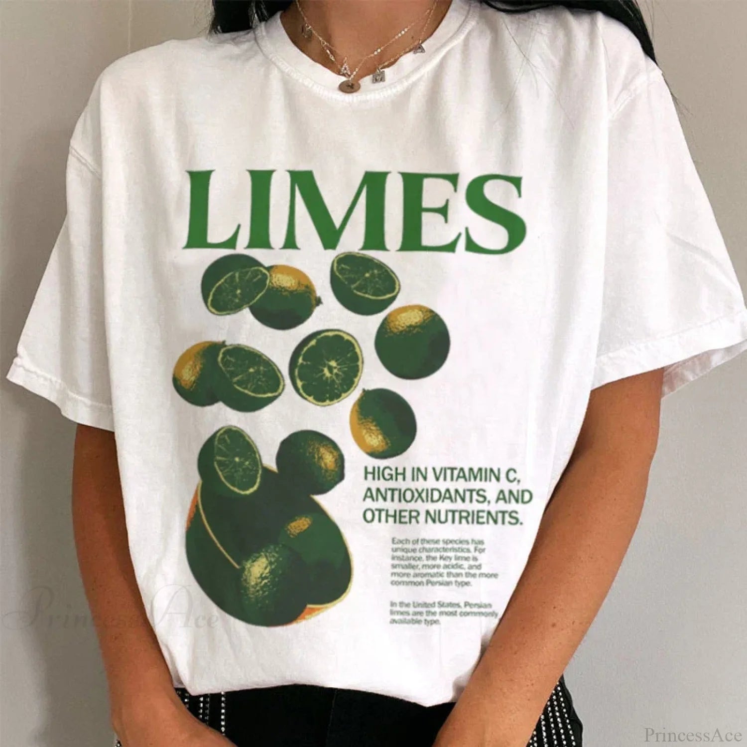 Retro Limes Graphic Oversized T-shirt WHITE / S t-shirt-250223