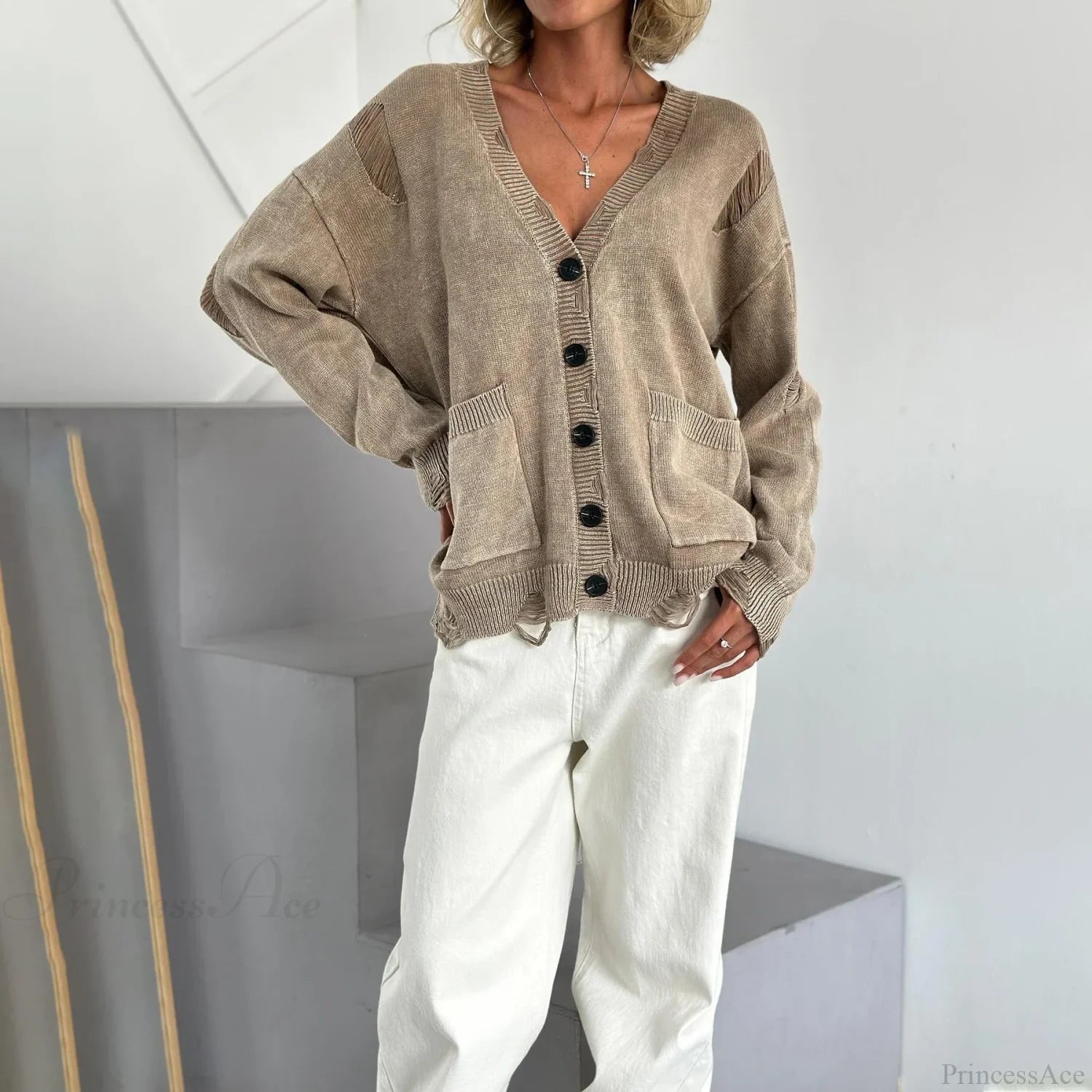 Retro Oversized Soft Button Knitted Cardigan cardiagn-250126