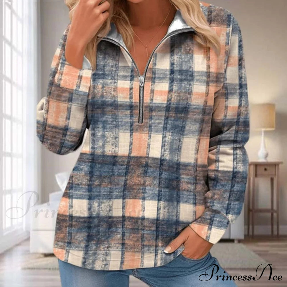 Retro Plaid Sweater Blouses