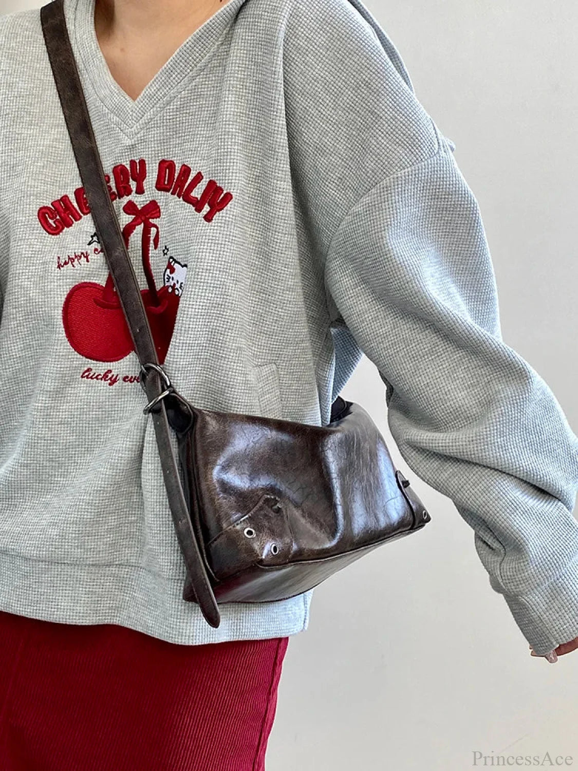 Retro PU Leather Y2K Shoulder Bag shoulder-250126