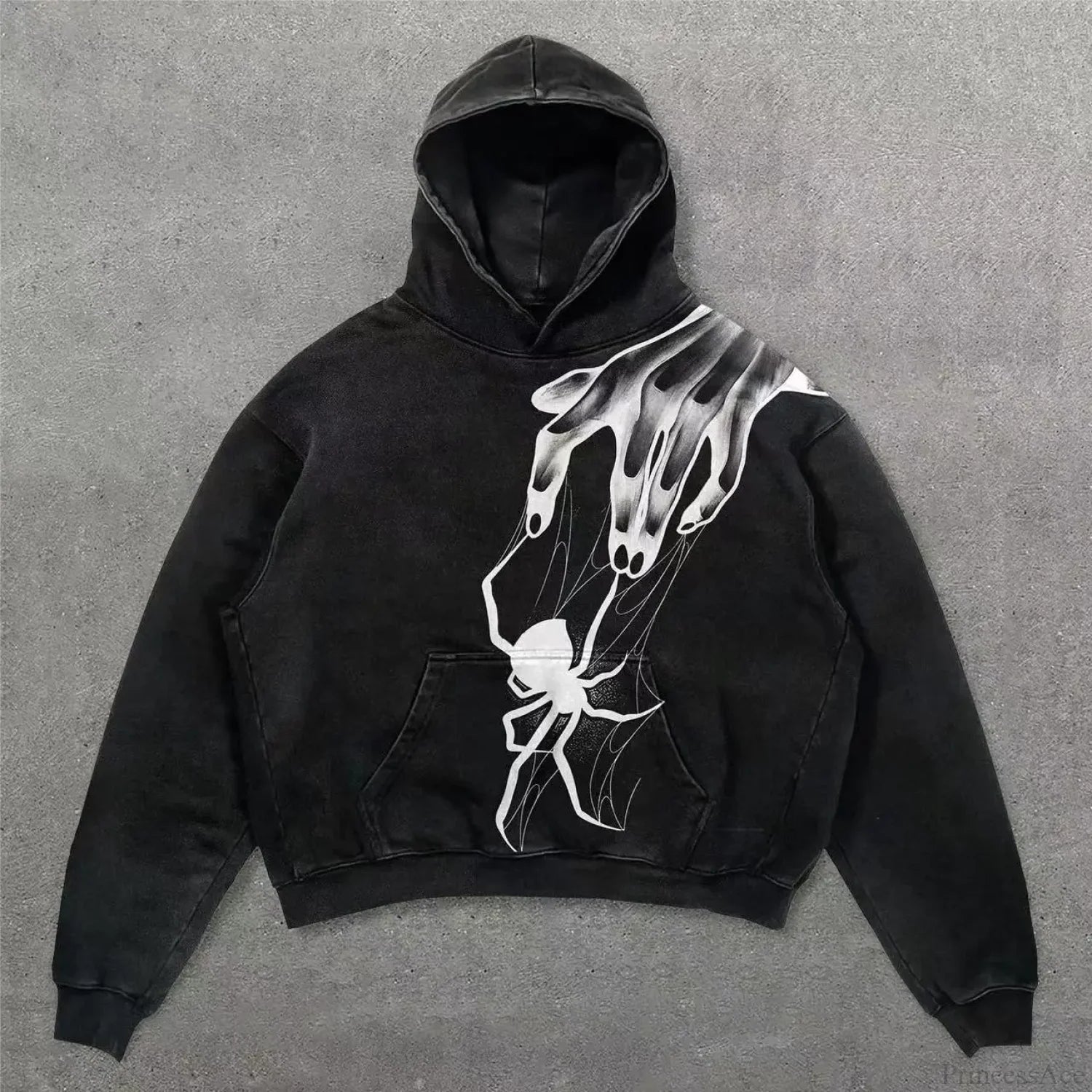 Retro Punk Printed Hoodie black 6 / M