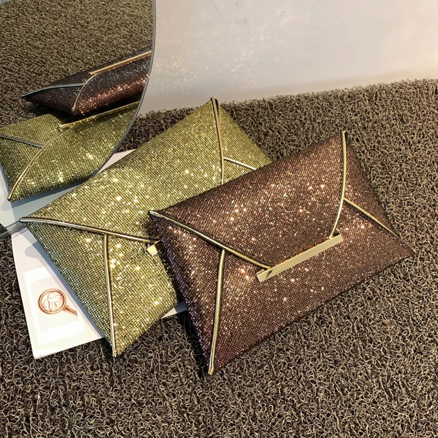 Retro Sequins Party Clutch Wristlet Black wristlet-250126