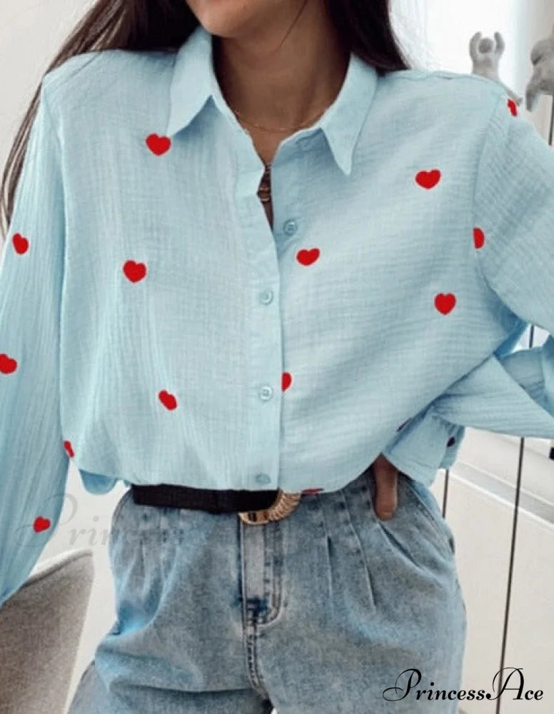 Retro Shirt - Cupidon S / Baby Blue Tops & Blouses