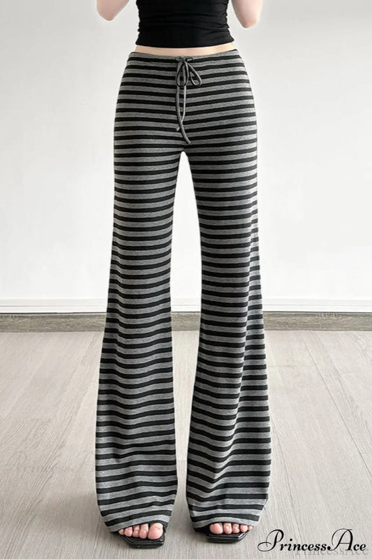 Retro Striped Bootcut Knit Pants