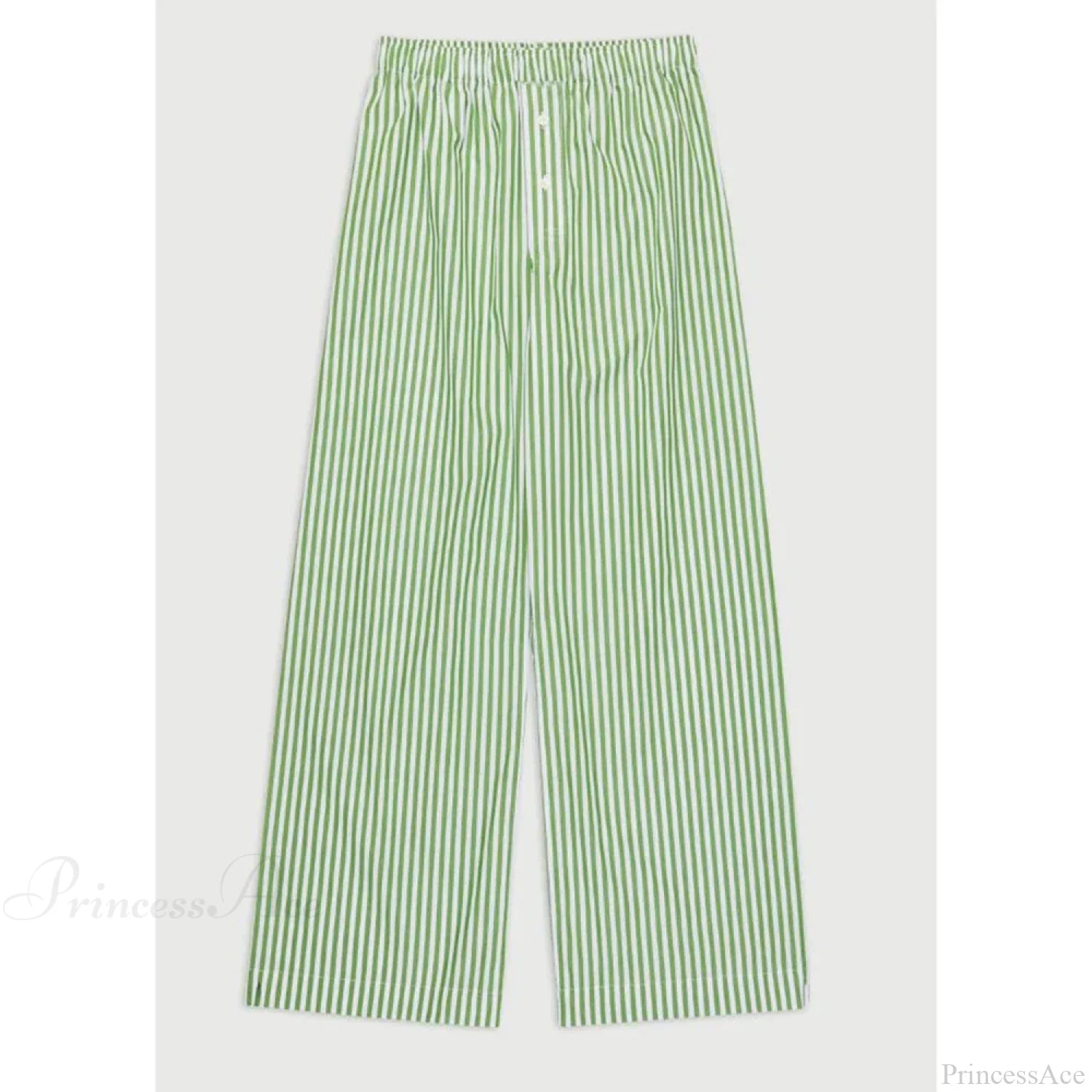 Retro Striped Button High Waist Straight Pant GREEN / S pant-250223