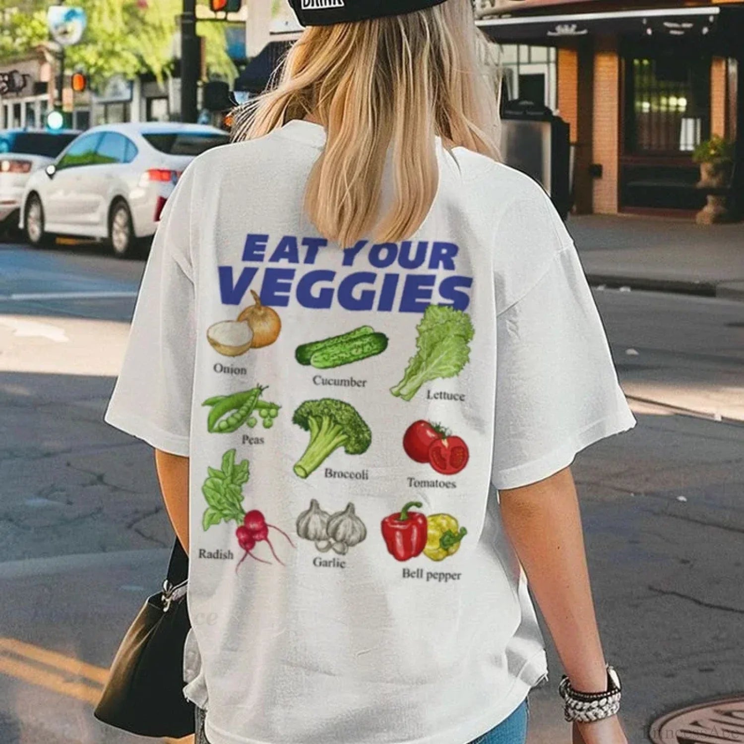 Retro Vegetable Graphic Oversized T-shirt WHITE / S t-shirt-250223