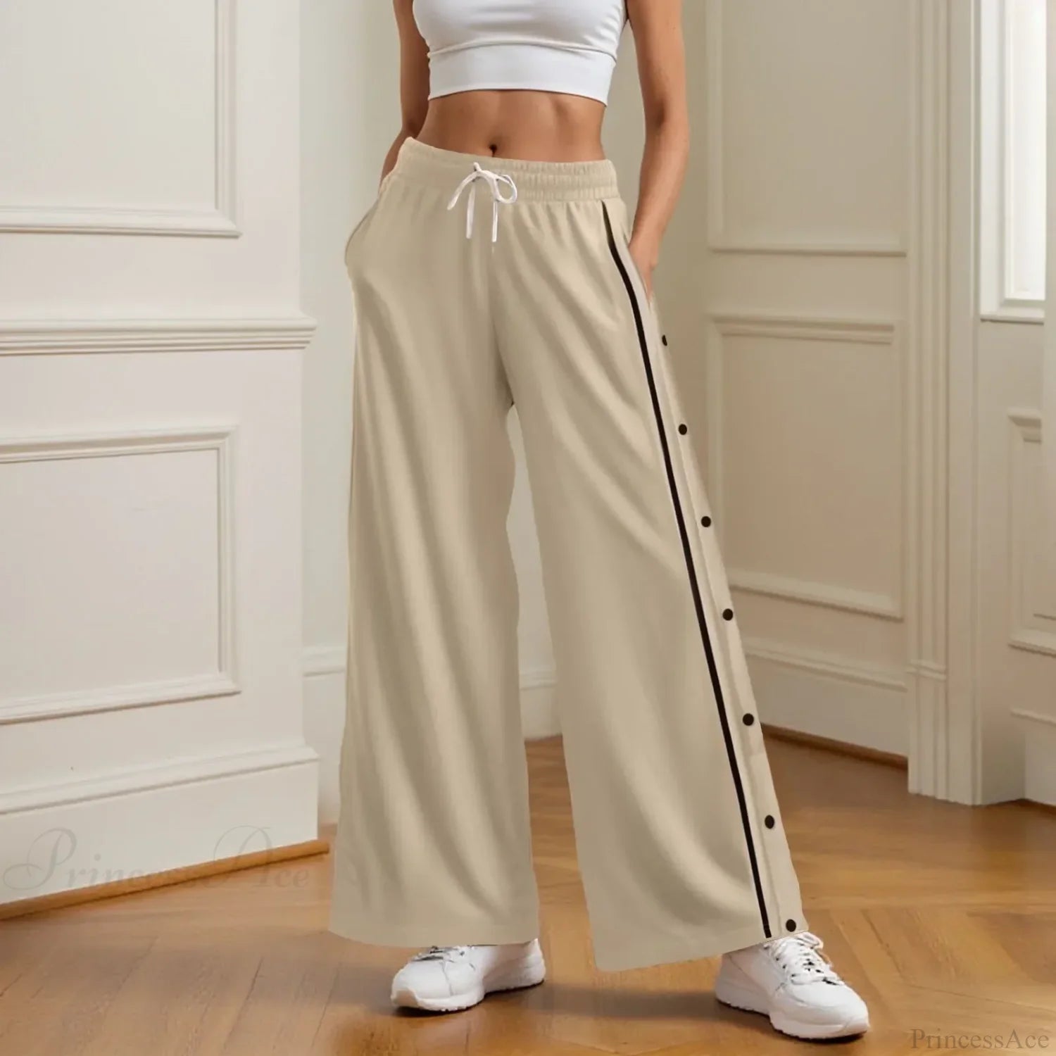 Retro Wide Leg High Street Cargo Pants White / S