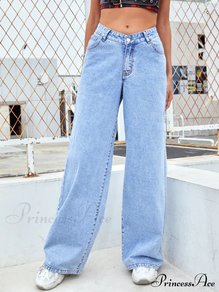 Retro Wide Loose Slimming High Street Straight Denim Jean