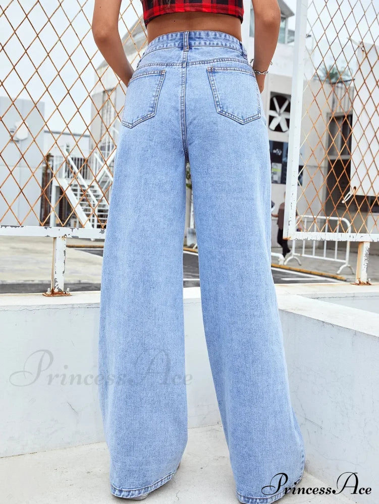 Retro Wide Loose Slimming High Street Straight Denim Jean