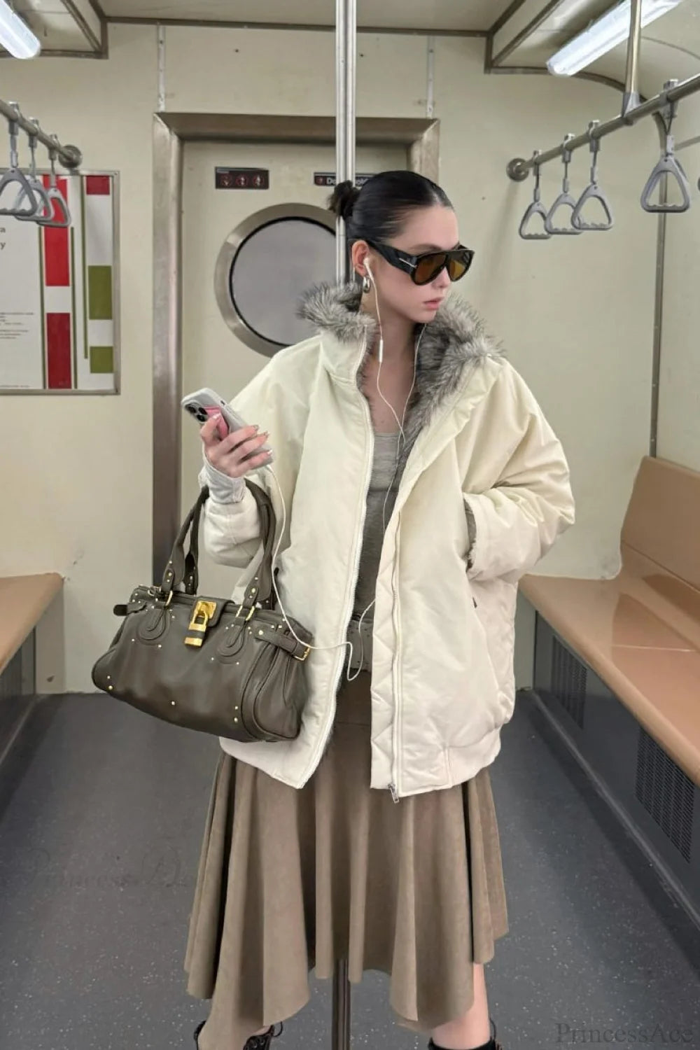 Reversible Patchwork Color Block Fleece Coat