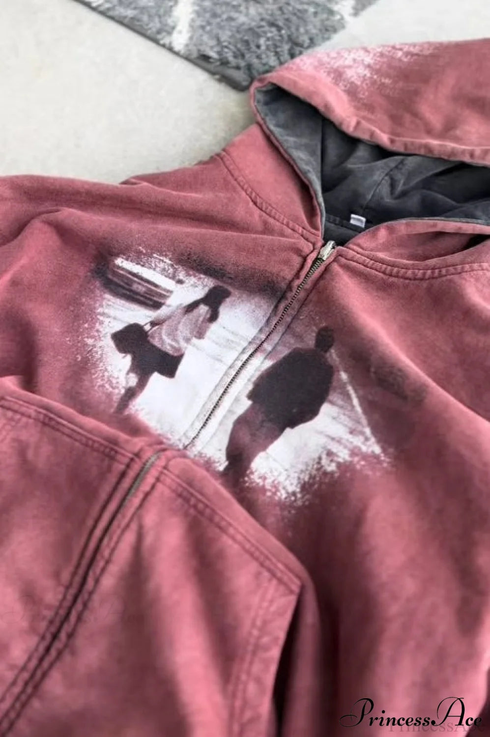 Reversible Retro Printed Patchwork Zip Hoodie