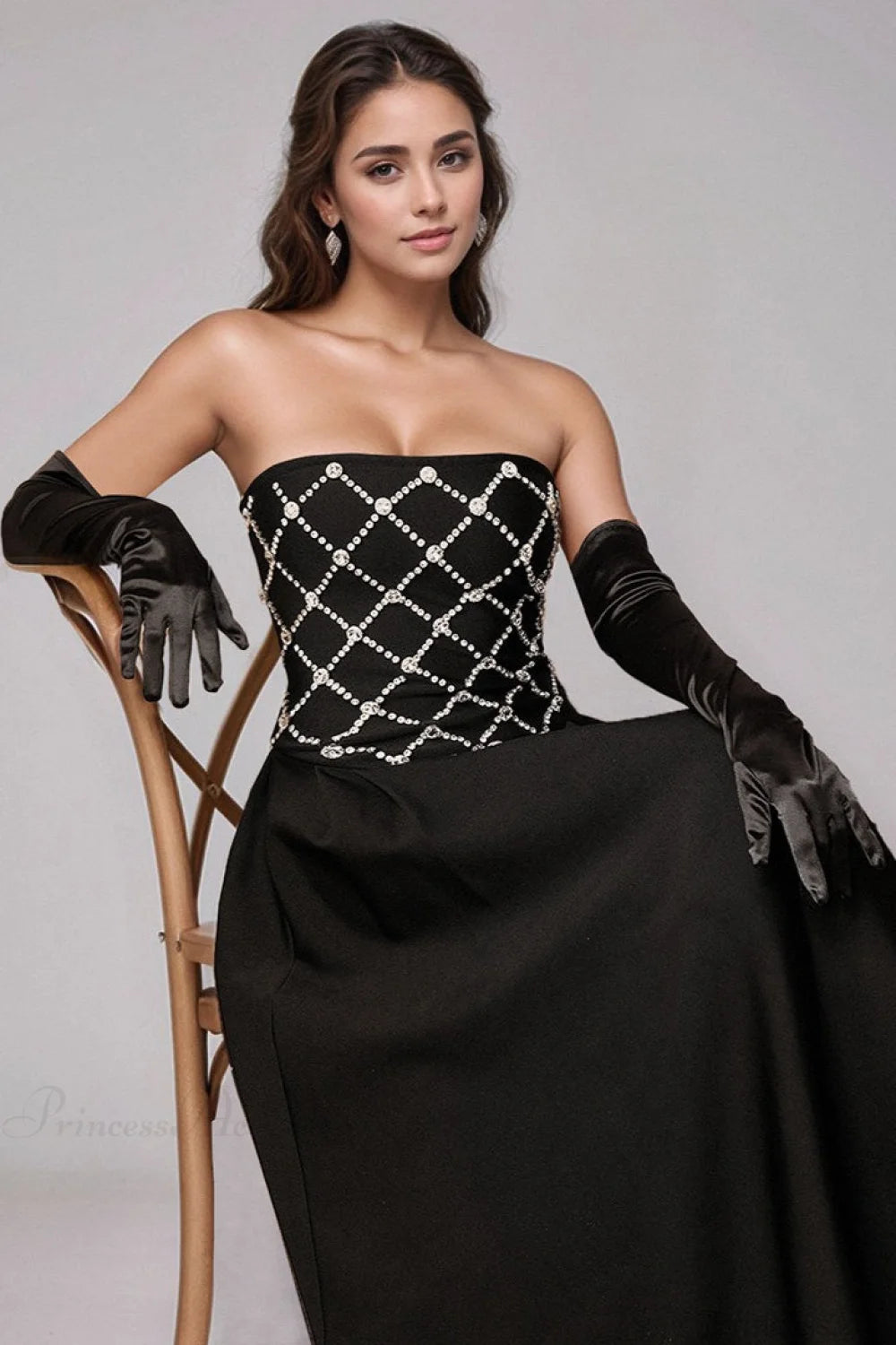 Rhinestone Beaded Off-the-Shoulder Fitted Bodycon Wedding Dress