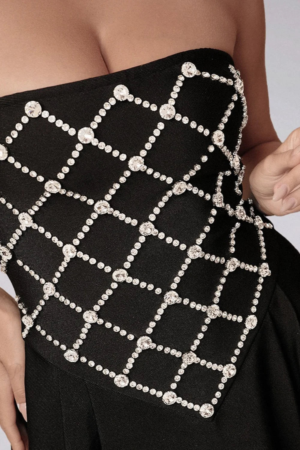 Rhinestone Beaded Off-the-Shoulder Fitted Bodycon Wedding Dress