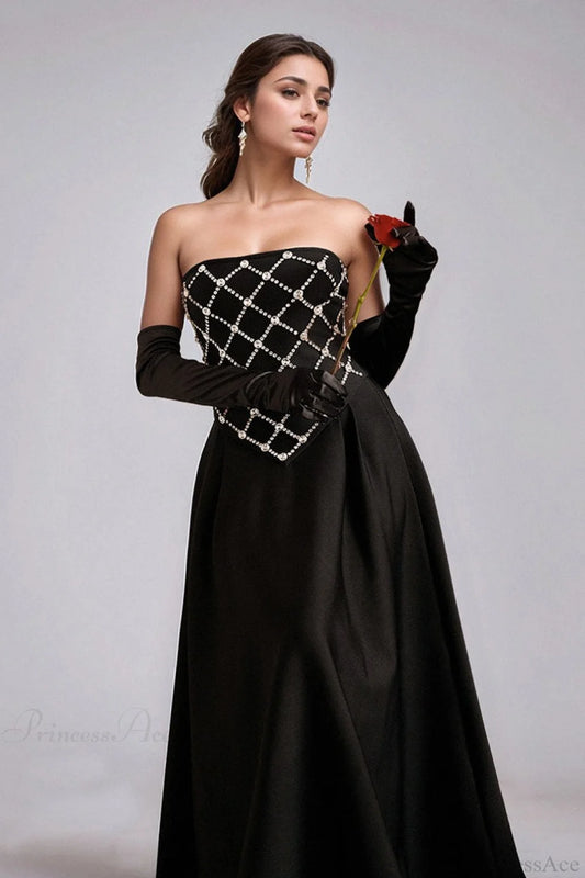 Rhinestone Beaded Off-the-Shoulder Fitted Bodycon Wedding Dress Black / S