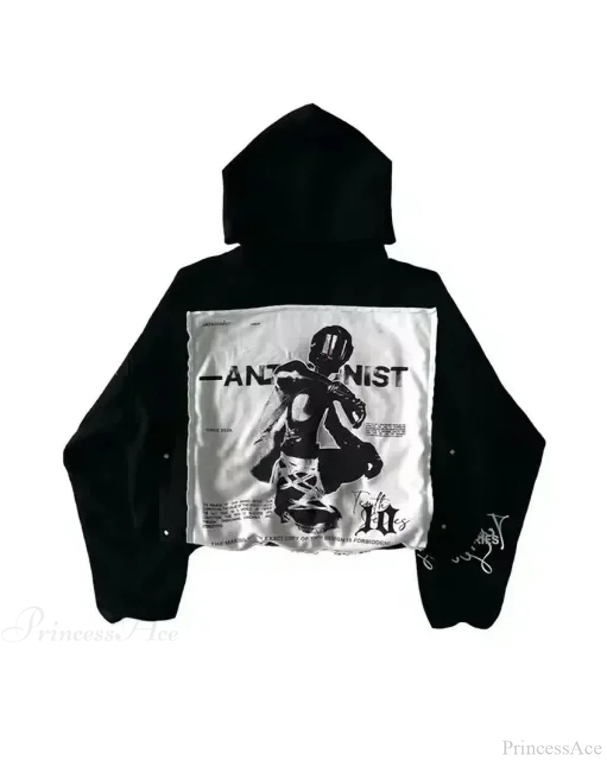 Rhinestone Black Pullover Hoodie black 1 / S