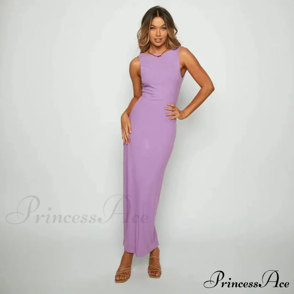 Ribbed Bandeau Deep Neck Graceful Layered Strap Long Dress