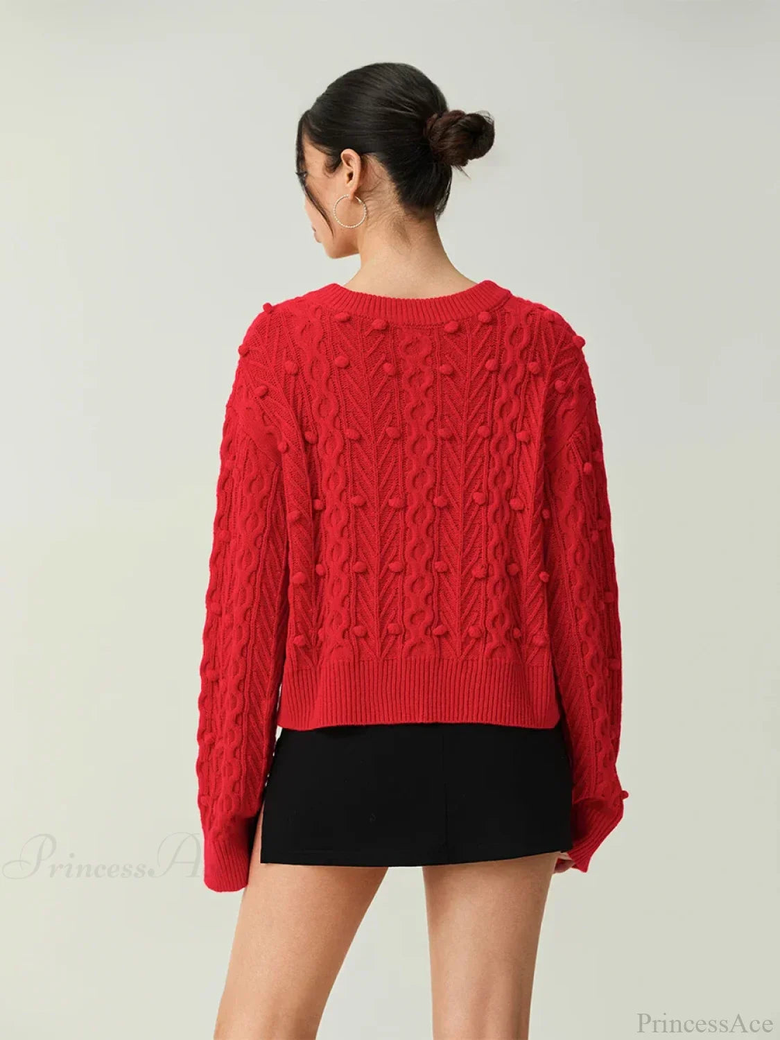 Ribbed Bow Tie Cable Knit Cardigan