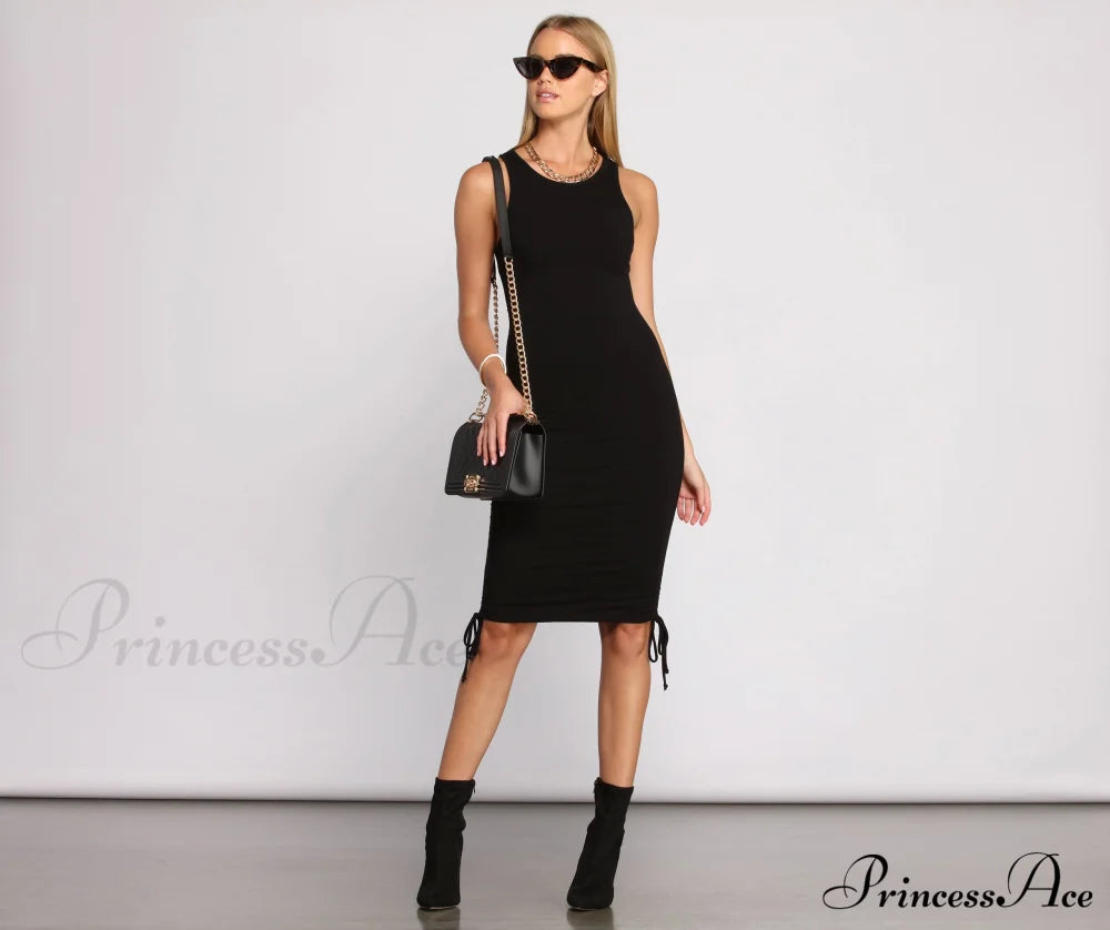 Ribbed Knit Stylish Ruched Mini Dress Casual Dresses