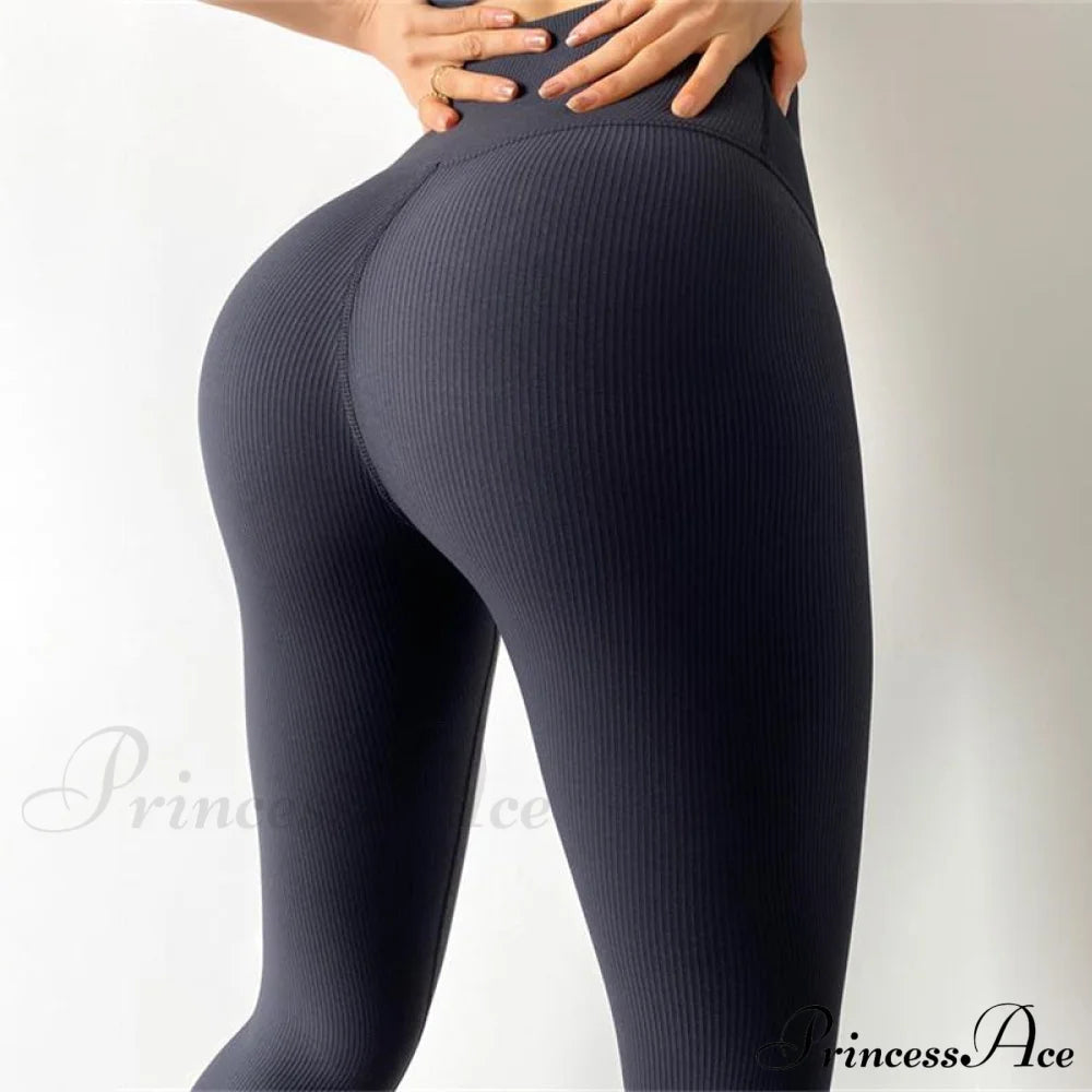 Ribbed Yoga Pants Seamless Sports Leggings