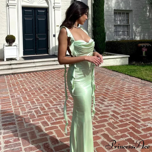 Ribbon Backless Maxi Dress