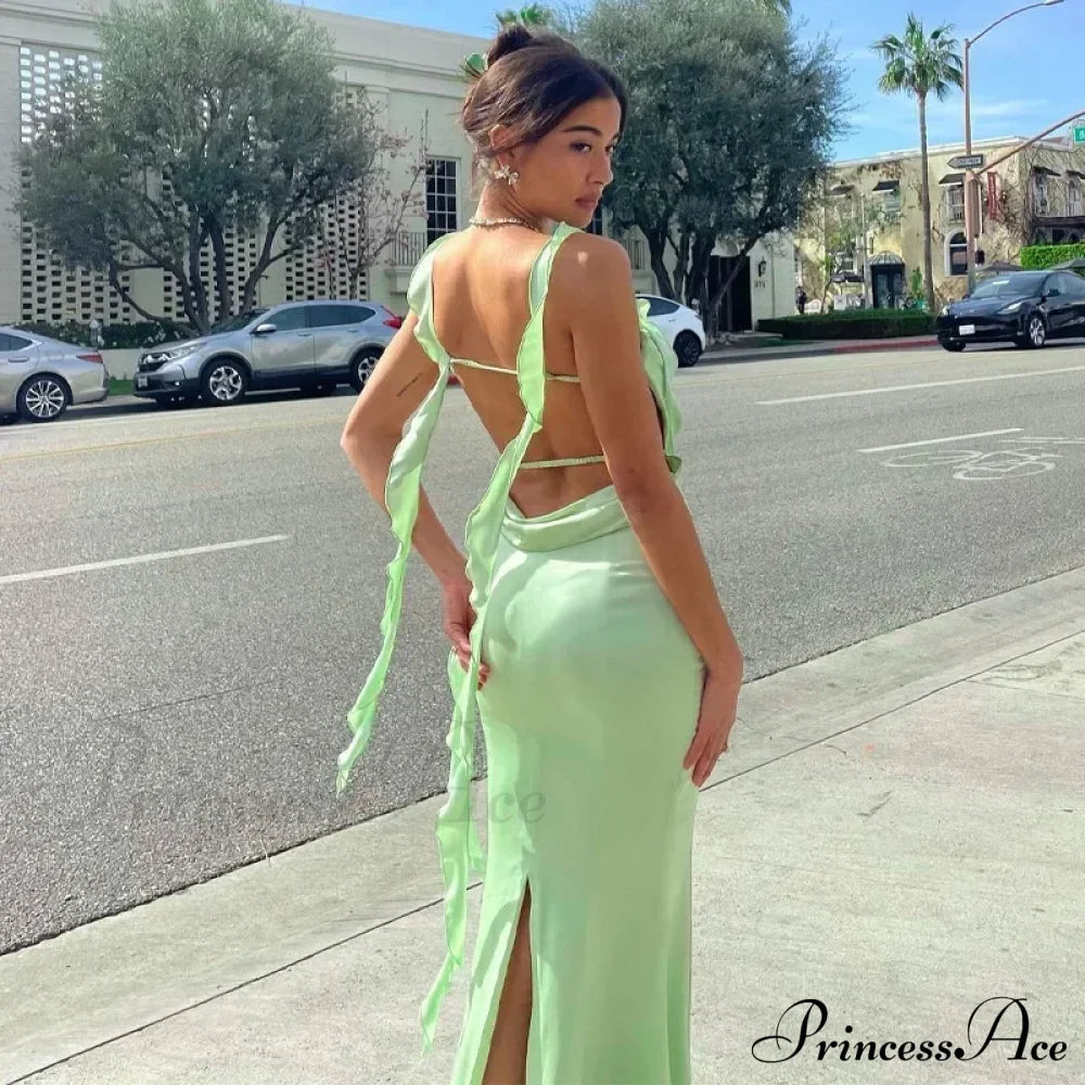 Ribbon Backless Maxi Dress