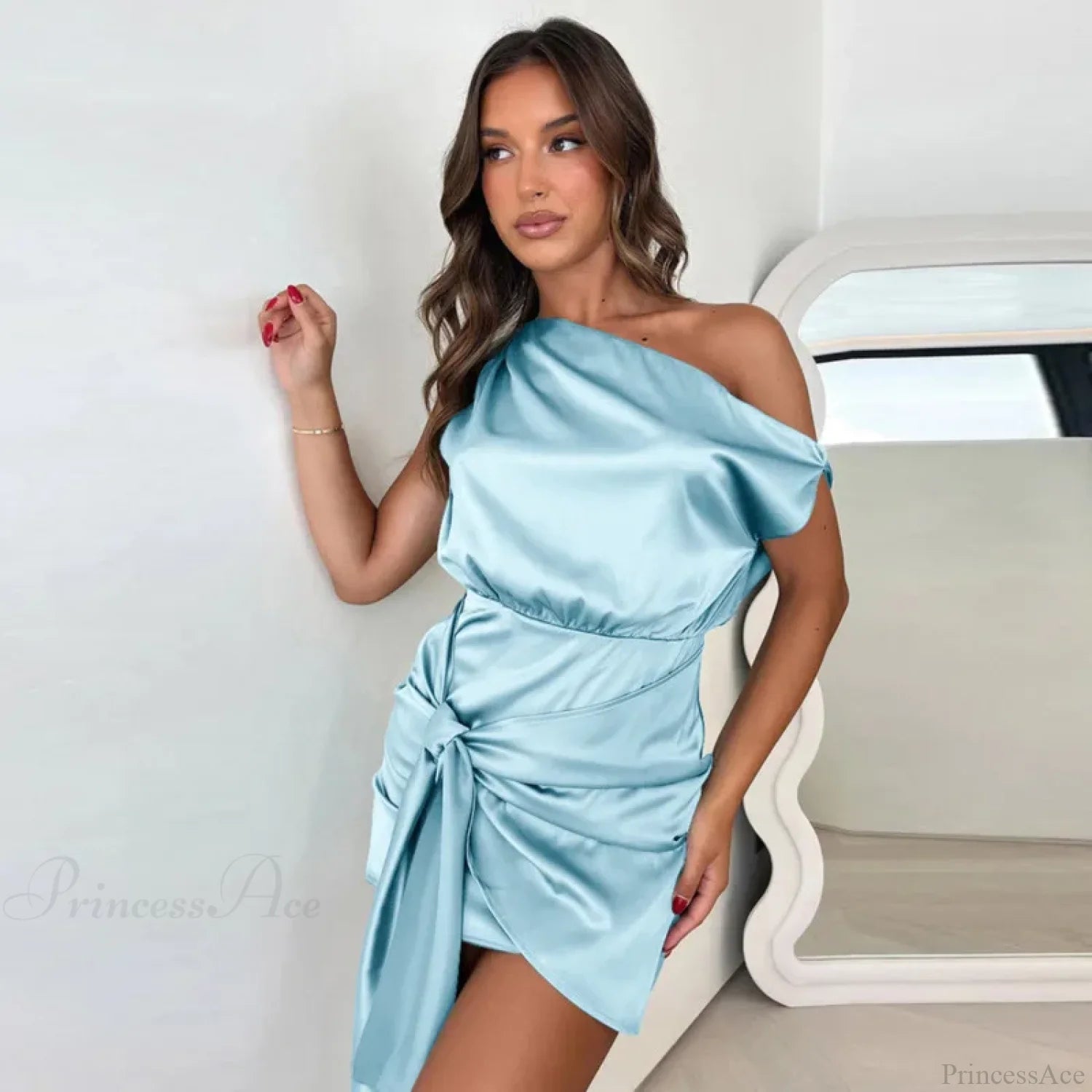 Ribbon Pleated Slim Bodycon Vacation Dress vacationdress-250223