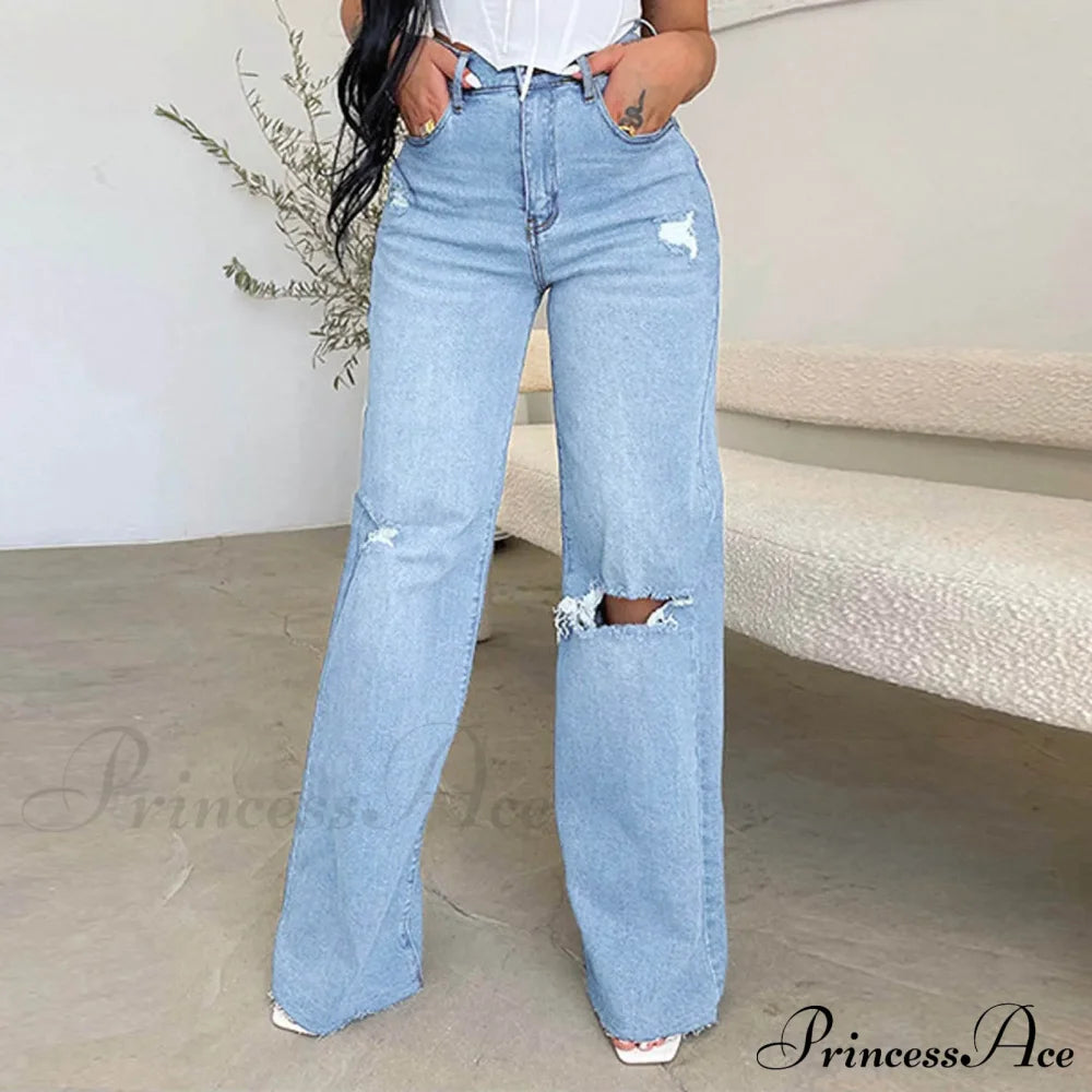 Ripped High-Waisted Stretchy Jeans