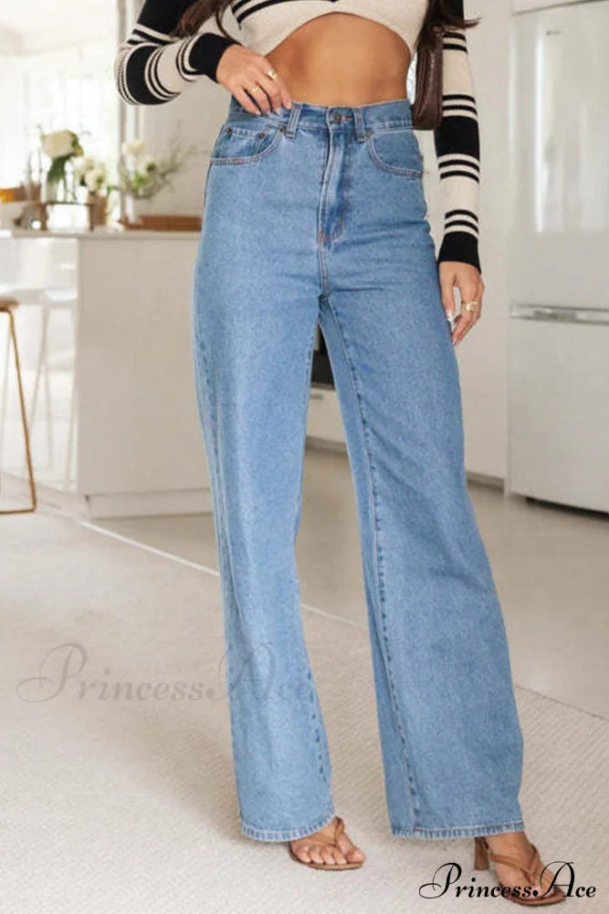 Rise High Wide-Leg Jeans Blue / S Pants