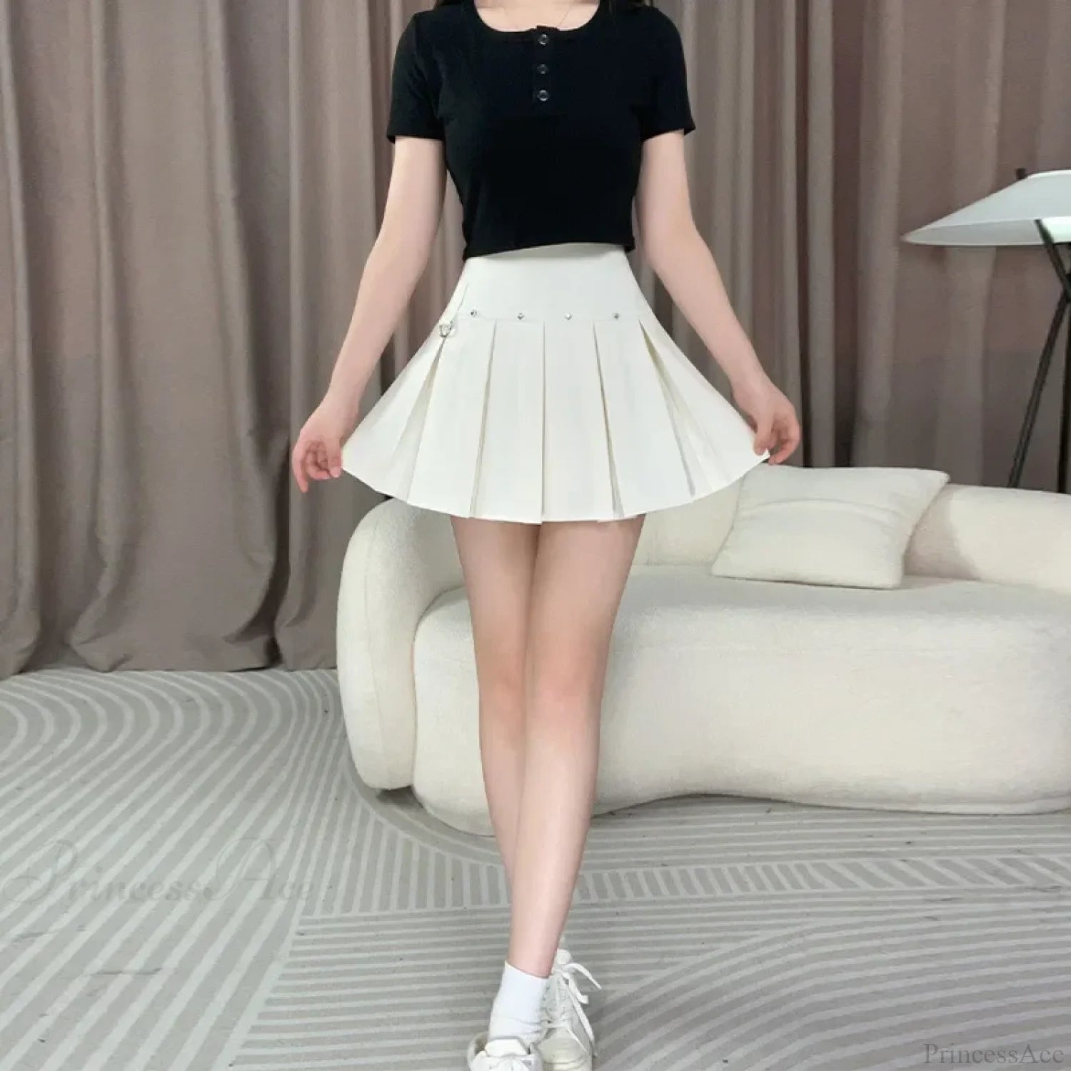 Rivet Pleated A-line Street Skirt