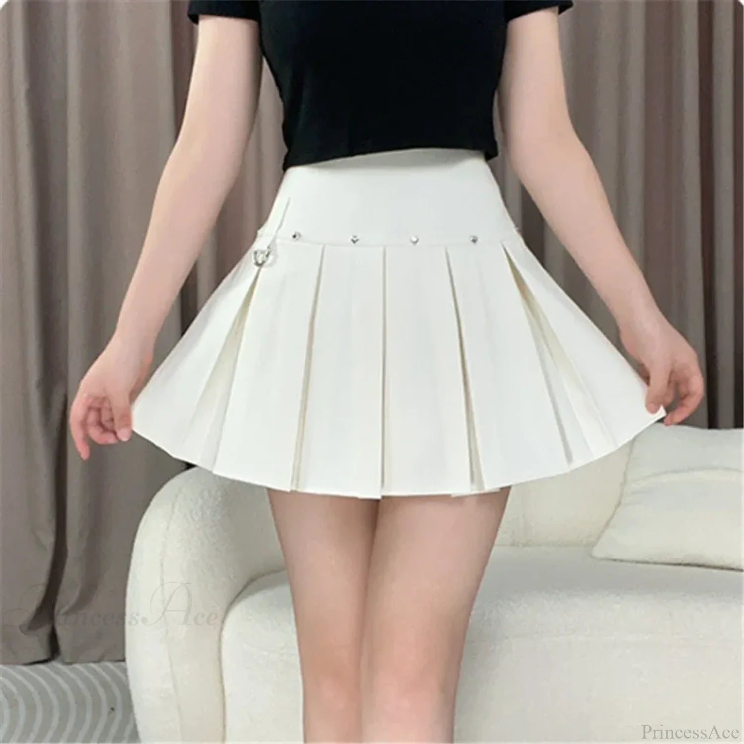 Rivet Pleated A-line Street Skirt