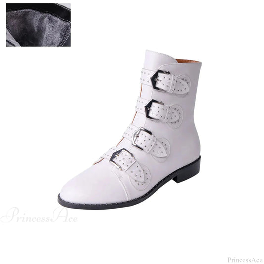 Rivets Bend Gothic Creator Leather Ankle Shoe ewhite / 4