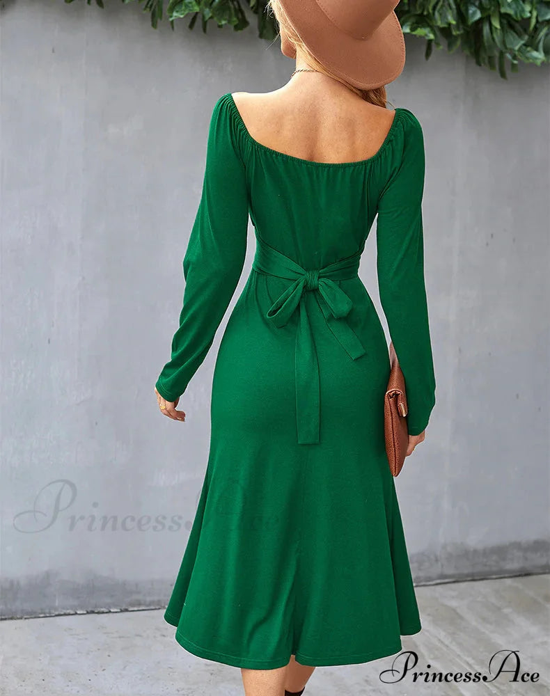 Romantic Dress - Solid Color Bottoming S / Black