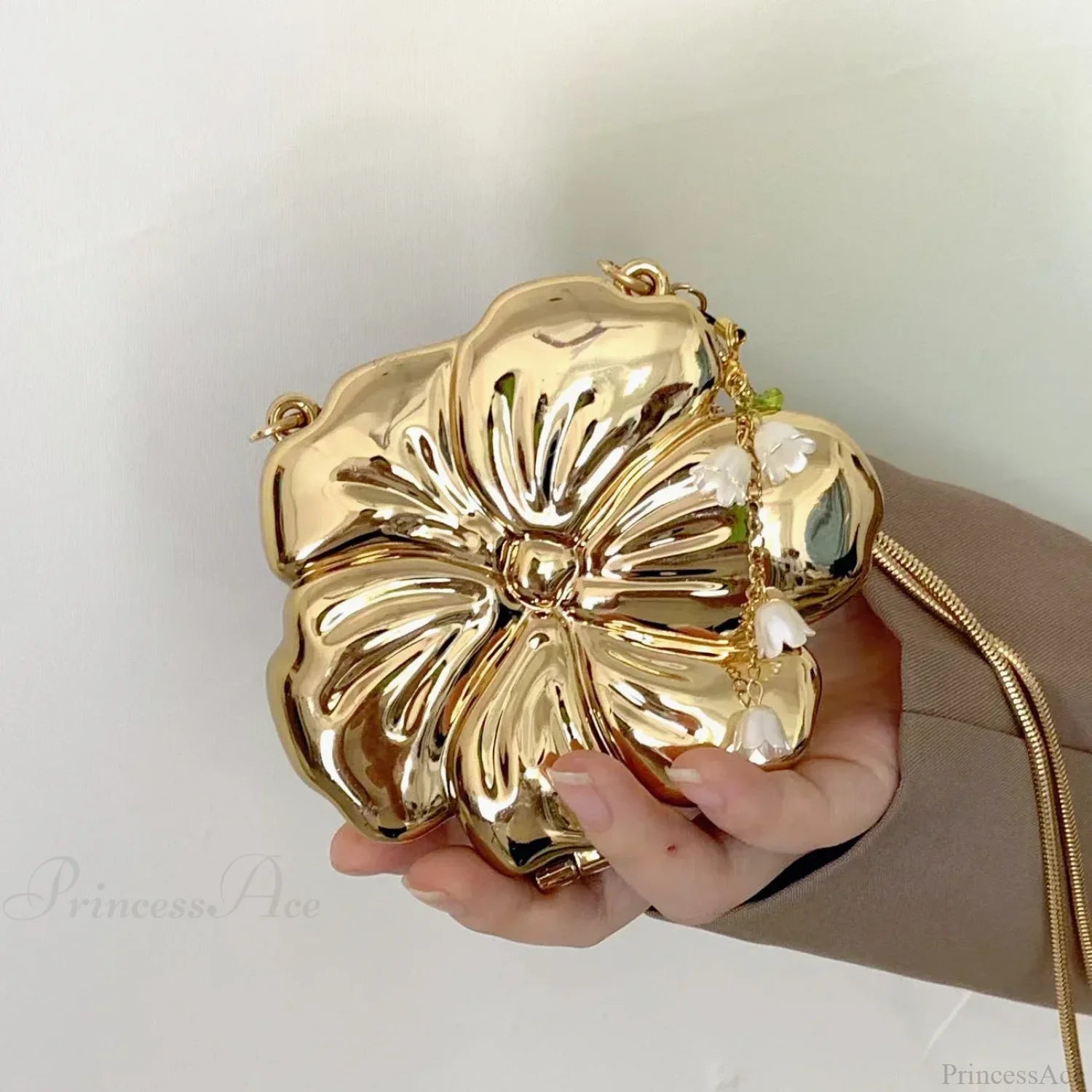 Rose Gold Floral Acrylic Clutch Bag Gold clutchbag-250126