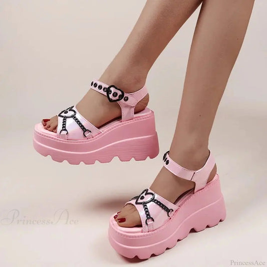 Rose Wedge Medieval Platform Sandal Pink / 35