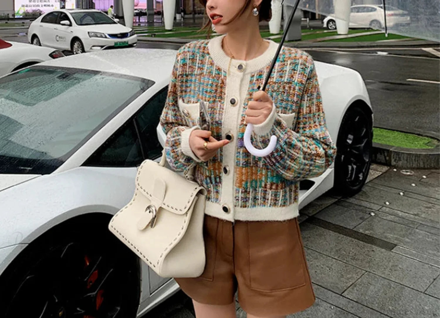 Round Neck Color Matching Knit Autumn Cardigan cardiagn-250126