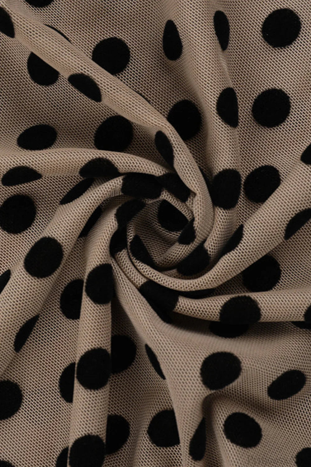 Round Neck Polka Dot Print Fitted Long Sleeve Tee