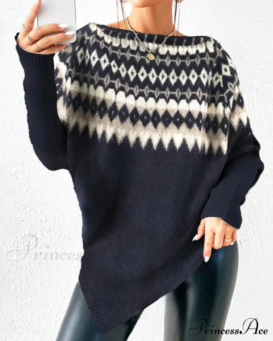 Casual round neck sweater Navy Blue 2023 f/w 23BF clothes spring Sweaters sweaters & cardigans Tops/Blouses