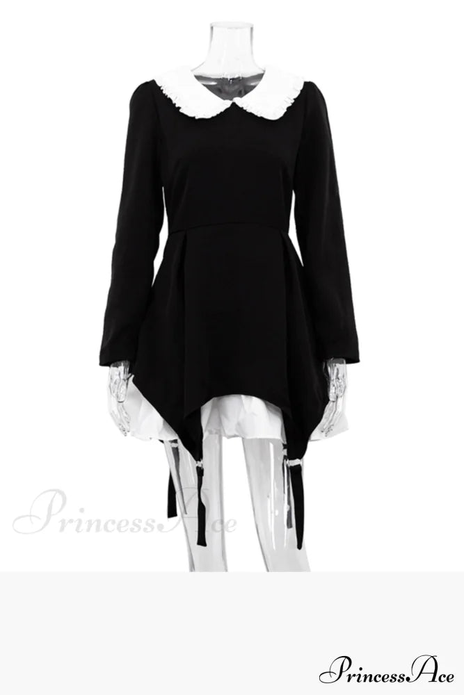 Ruched Fake Two-Pieces Dress With Doll Collar Mini Dresses