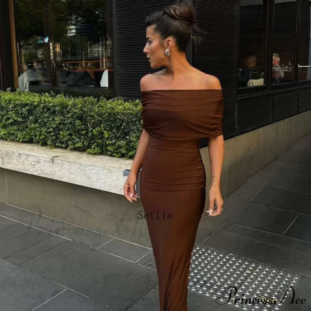 Ruched Off Shoulder Back Split Sexy Backless Maxi Dress