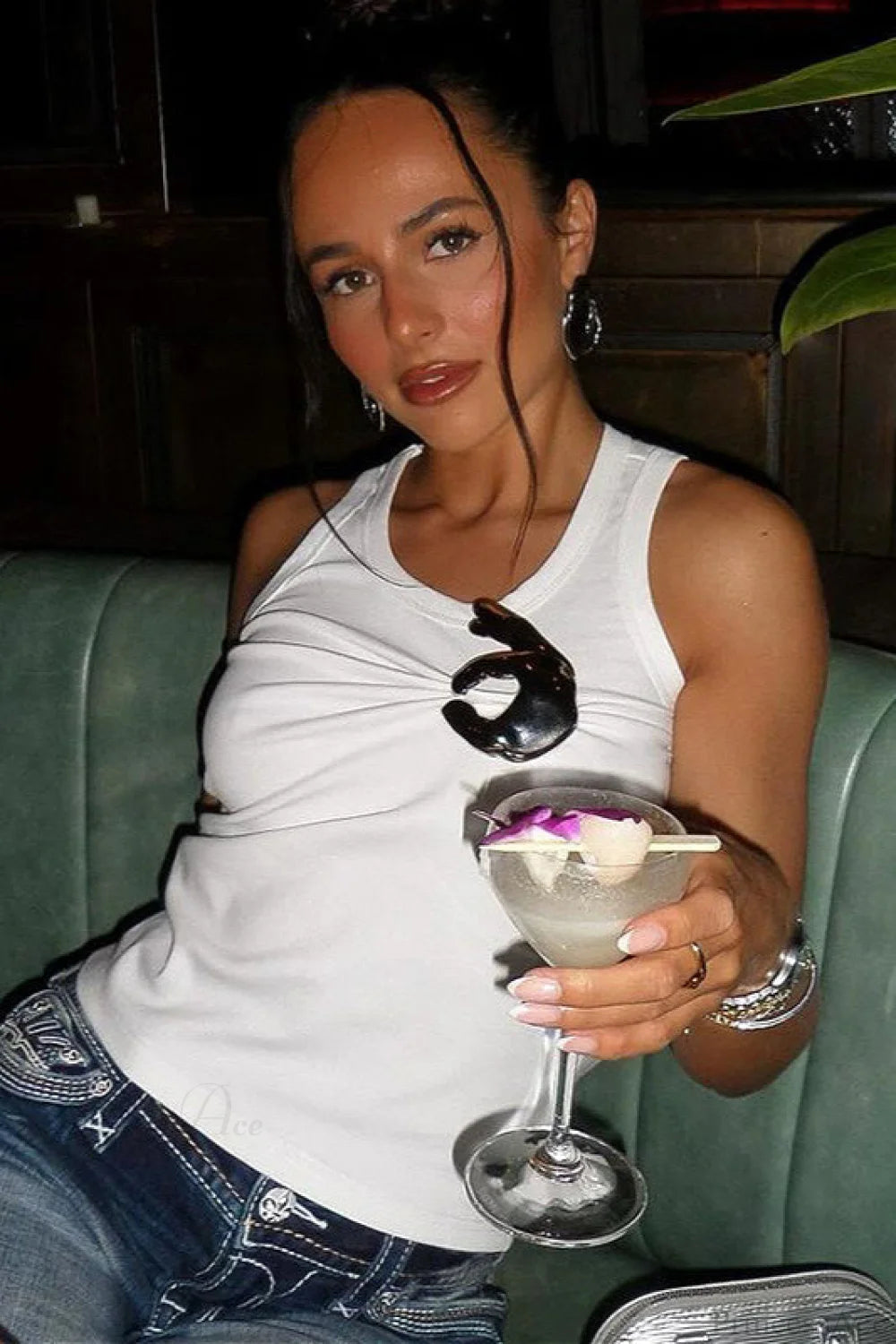 Ruched Stylish Cami Top White / S