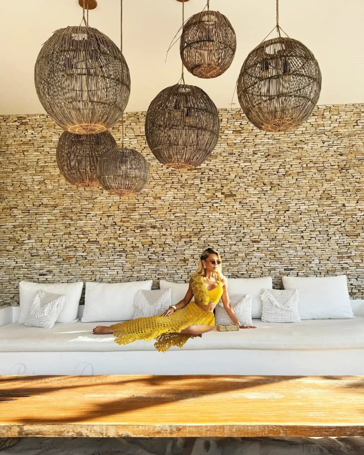 Ruffle V-neck Mesh Three Piece Swimsuit