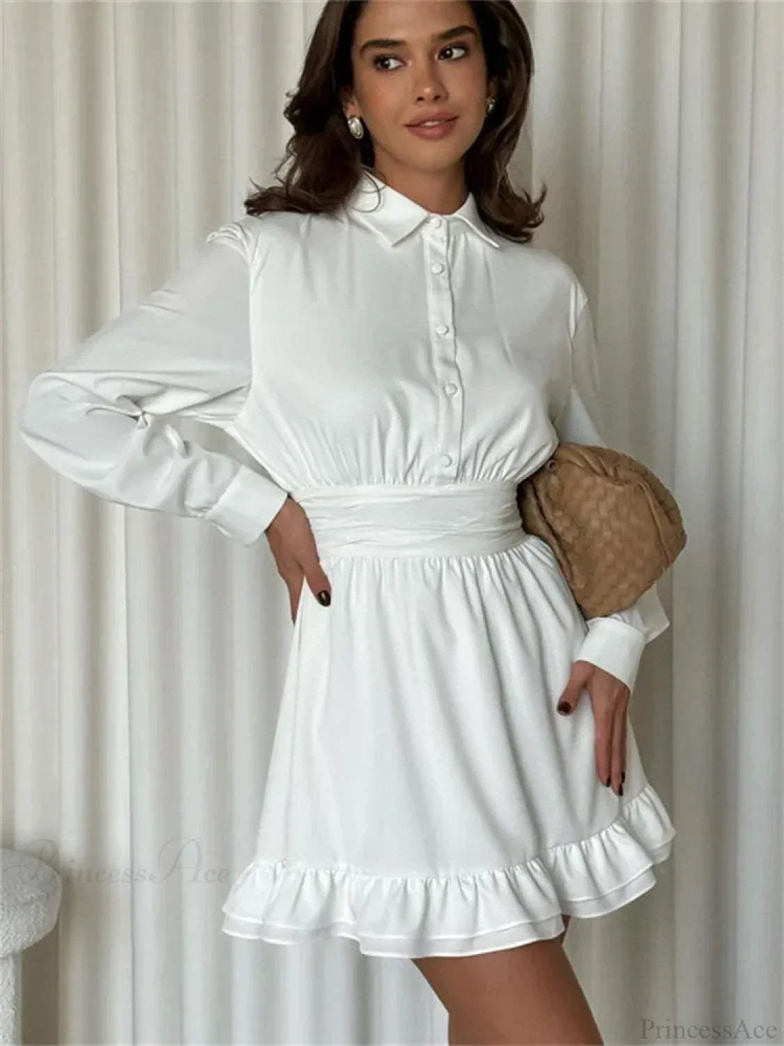 Ruffled Bandage Lace-Up Mini Dress minidress-250223