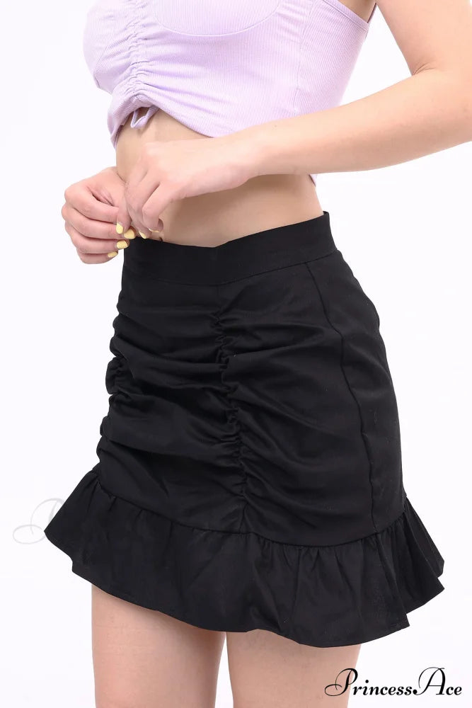 Ruffled Folded Skirt Black / L Skirts