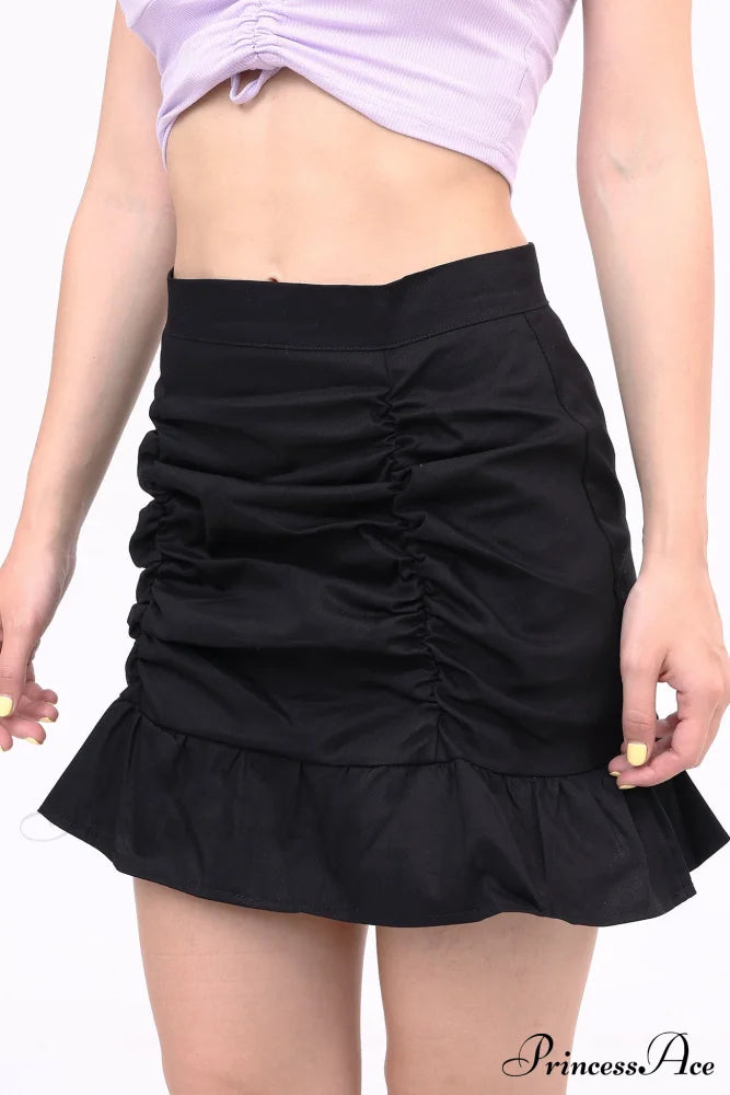 Ruffled Folded Skirt Black / M Skirts