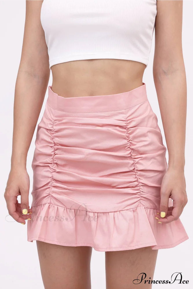 Ruffled Folded Skirt Pink / L Skirts