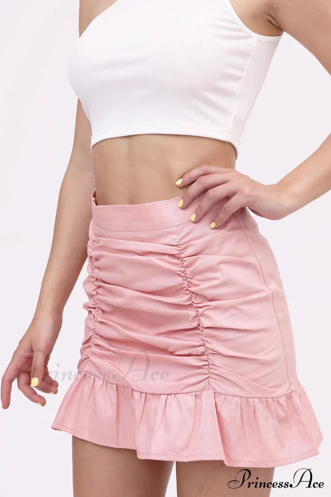 Ruffled Folded Skirt Pink / Xl Skirts