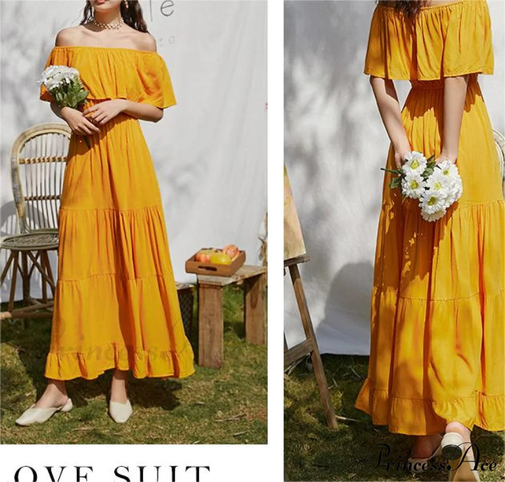 Ruffled Romance Off Charming The Shoulder Maxi Dress Casual Dresses